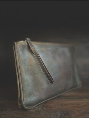 Vintage Coach 1970s Leather Slim Portfolio Clutch | NYC Made